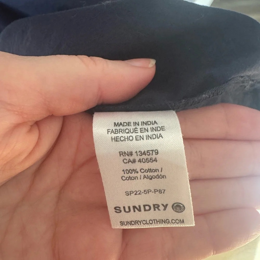 Sundry Navy Dress with Stripes, 100% Cotton - Picture 7 of 7